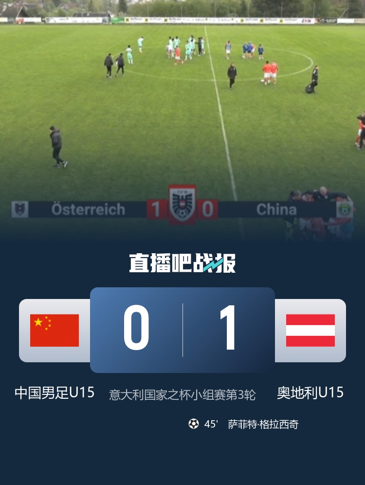 意大利杯U15国足遭反击绝杀 0-1负奥地利小组垫底 意大利杯U15国足遭反击绝杀 0-1负奥地利小组垫底